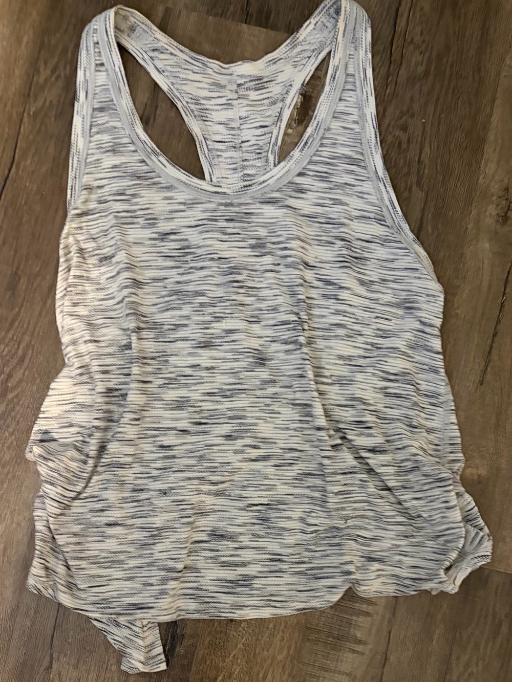 lululemon athletica Heathered White and Gray Racerback Tank
